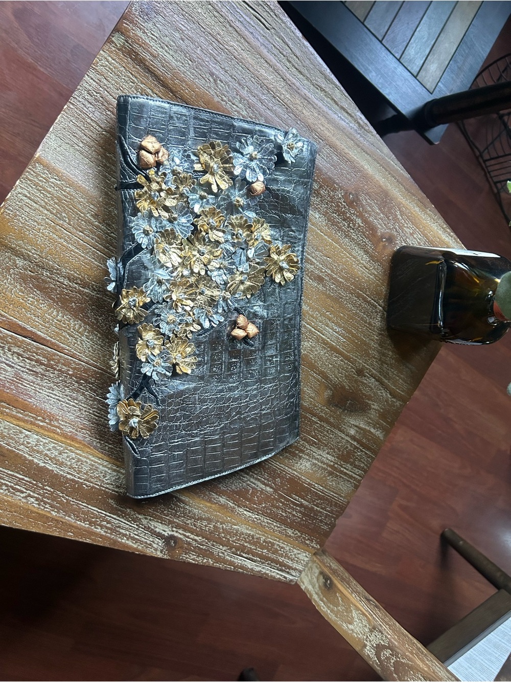 Nancy Gonzalez Embellished Metallic Floral Clutch - Used once